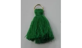 Pompon 25mm con anilla dorada verde Hierba /Cuentas de  Tela 