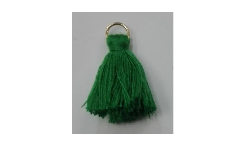 Pompon 25mm con anilla dorada verde Hierba /Cuentas de  Tela 