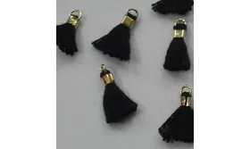 Micro pompon 10mm long. Color Negro /Cuentas de  Tela 