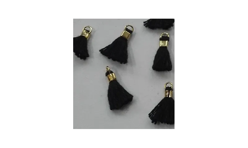 Micro pompon 10mm long. Color Negro /Cuentas de  Tela 