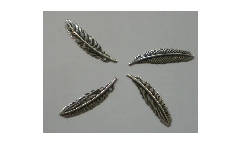 Cuenta Pluma pequeña 30*7mm Plata / Cuentas Metálicas de Latón / Zamak