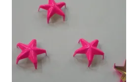 Tachuela estrella 16mm Fuxia fluor / Cuentas Metálicas de Latón / Zamak