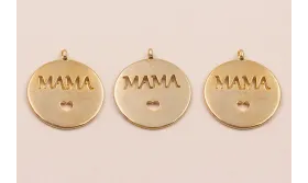 Chapa Mama con corazón Oro / Cuentas Metálicas de Latón / Zamak