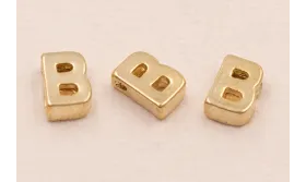 Letra B 7*6*2 Oro / Cuentas Metálicas de Latón / Zamak