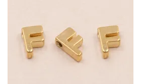 Letra F 7*6*2 Oro / Cuentas Metálicas de Latón / Zamak