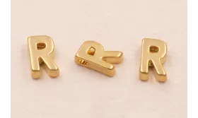 Letra R 7*6*2 Oro / Cuentas Metálicas de Latón / Zamak