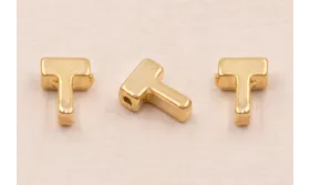 Letra T 7*6*2 Oro / Cuentas Metálicas de Latón / Zamak
