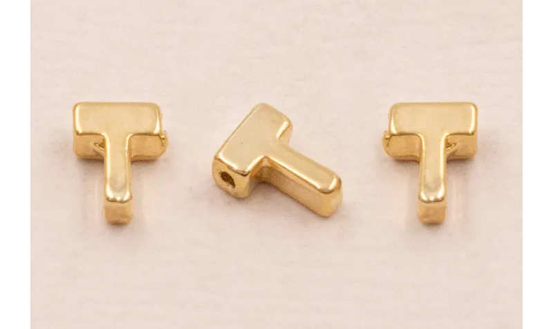 Letra T 7*6*2 Oro / Cuentas Metálicas de Latón / Zamak