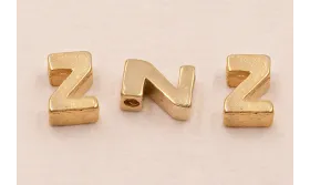Letra Z 7*6*2 Oro / Cuentas Metálicas de Latón / Zamak