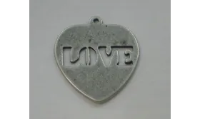 Chapa LOVE 23*23 Plata Vieja / Cuentas Metálicas de Latón / Zamak