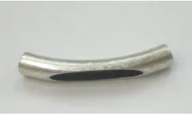 Tubo curvado abierto  32mm  Plata Vieja / Cuentas Metálicas de Latón / Zamak