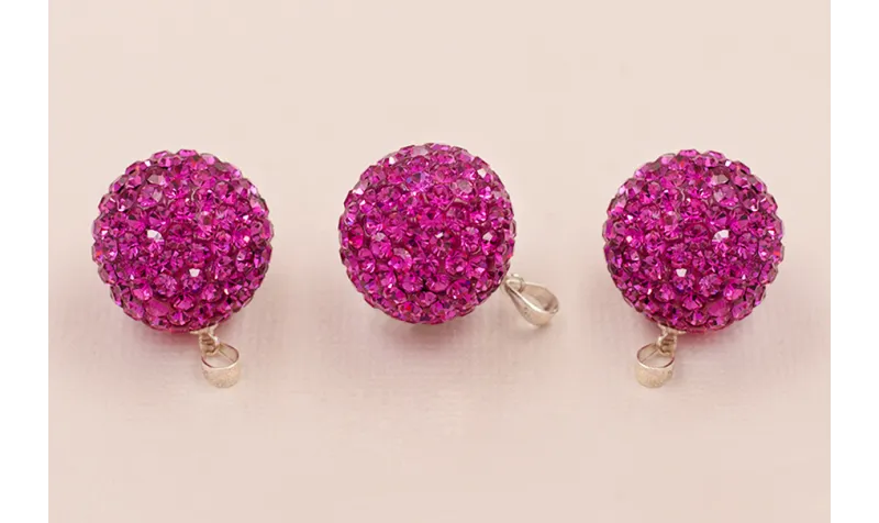Colgante Strass 18mm con gancho plata Fucshia. CPT211-1