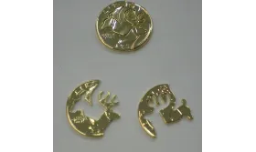 Ciervo-cerbatillo 2 piezas 23mm Oro / Cuentas Metálicas de Latón / Zamak