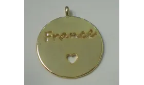 Medalla France 25mm Dorada / Cuentas Metálicas de Latón / Zamak