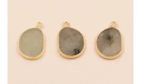 Colgante piedra Plana Cuarzo Gris 25*15mm / Semipreciosas de 