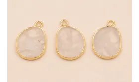 Colgante piedra Plana Cuarzo Blanco 25*15mm / Semipreciosas de 