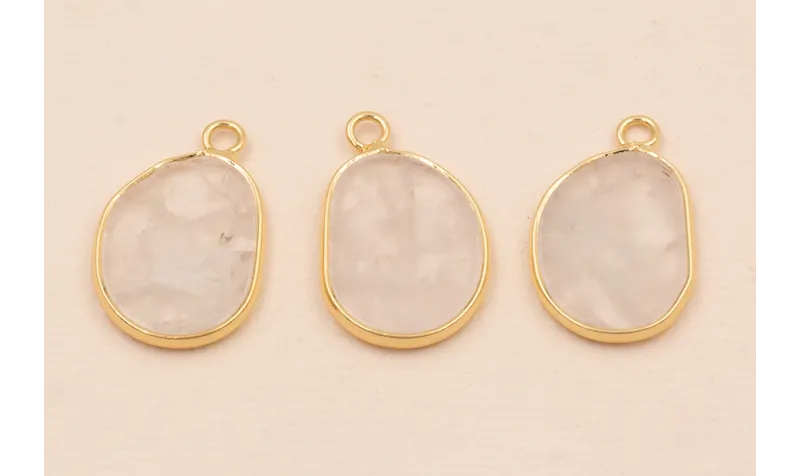 Colgante piedra Plana Cuarzo Blanco 25*15mm / Semipreciosas de 
