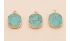 Colgante piedra Plana Turquesa 20*12mm / Semipreciosas de 