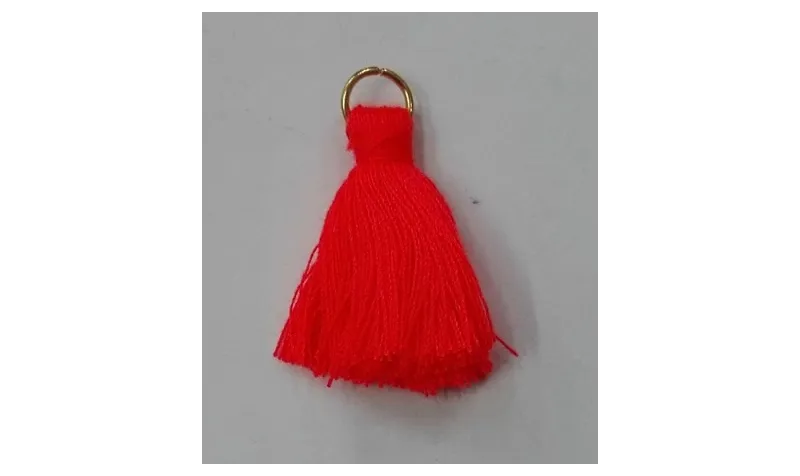 Pompon 25mm con anilla dorada Naranja /Cuentas de  Tela