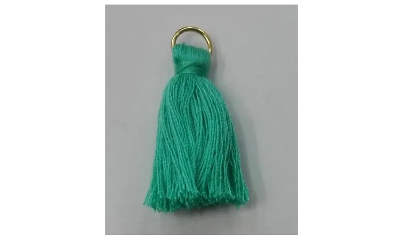 Pompon 25mm con anilla dorada Menta /Cuentas de  Tela
