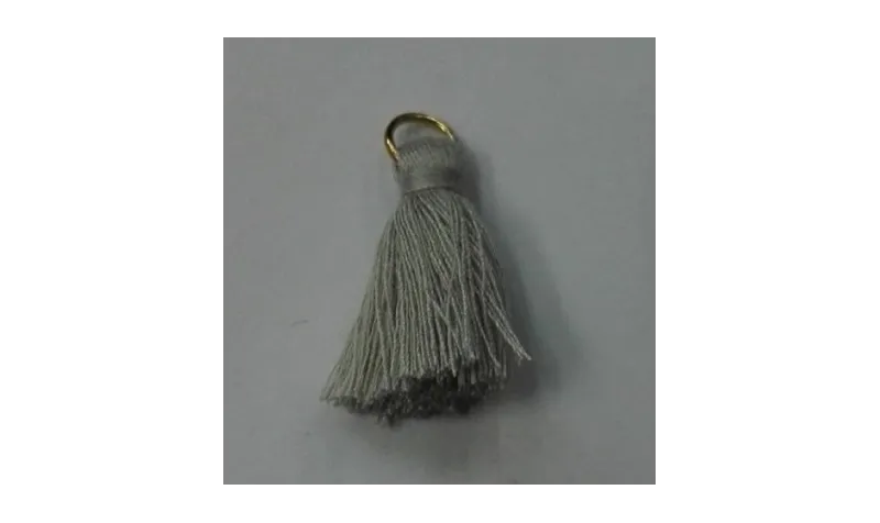 Pompon 25mm con anilla dorada Gris claro