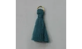 Pompon 25mm con anilla dorada Azul Piedra /Cuentas de  Tela 
