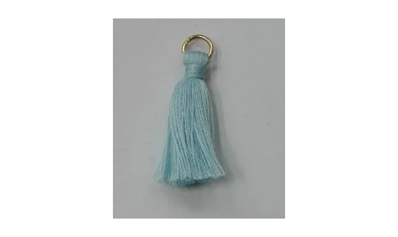 Pompon 25mm con anilla dorada Azul Claro /Cuentas de  Tela