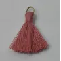 Pompon 25mm con anilla dorada Malva Piedra /Cuentas de  Tela