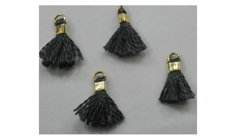 Micro pompon 10mm long. Gris Piedra /Cuentas de  Tela