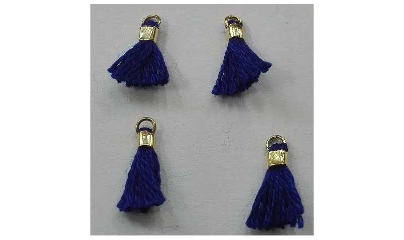 Micro pompon 10mm long. Azul Cobalto /Cuentas de  Tela