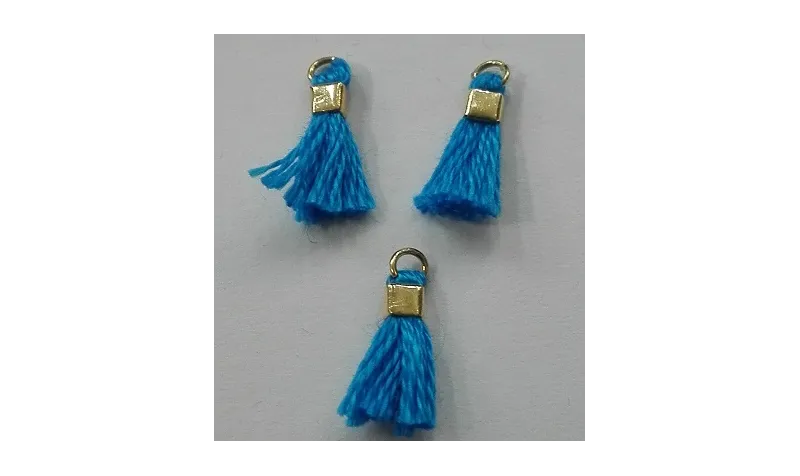 Micro pompon 10mm long. Azul /Cuentas de  Tela