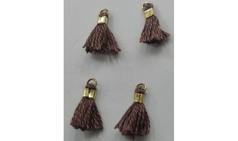 Micro pompon 10mm long. Marrón /Cuentas de  Tela