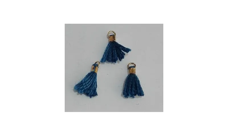 Micro pompon 10mm long. Azul oscuro /Cuentas de  Tela