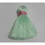 Pompón ancho 60mm*15mm verde piscina + rosa /Cuentas de  Tela