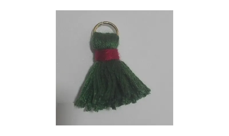 Pompon cordón grueso 25mm Verde-Rojo /Cuentas de  Tela