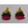 Pompon triple Amarillo+verde+fuxia /Cuentas de  Tela