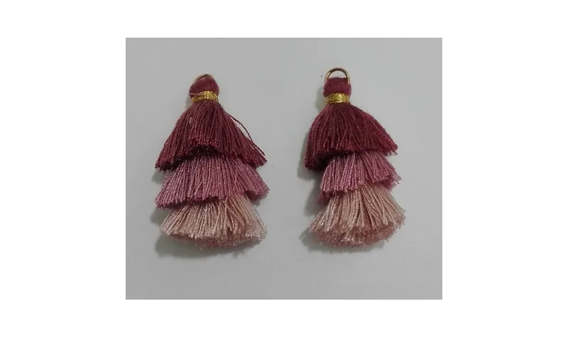 Pompon triple Grana+Rosa+palido /Cuentas de  Tela