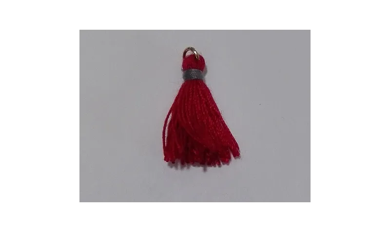 Pompon bicolor 16mm Rojo-Gris /Cuentas de  Tela