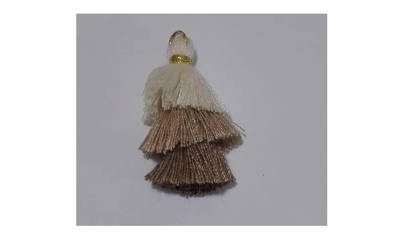 Pompon triple Beige-Topaz-Marrón /Cuentas de  Tela