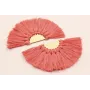 Semidisco de pompones 100*50mm  Dorado Coral /Cuentas de  Tela