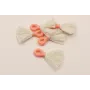 Fleco 35mm blanco y  Salmón /Cuentas de  Tela 
