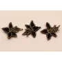 Flor Bordada Negra y Dorada 33*28mm /Cuentas de  Tela 