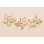 Flor Bordada Crema y Dorada 33*28mm /Cuentas de  Tela 