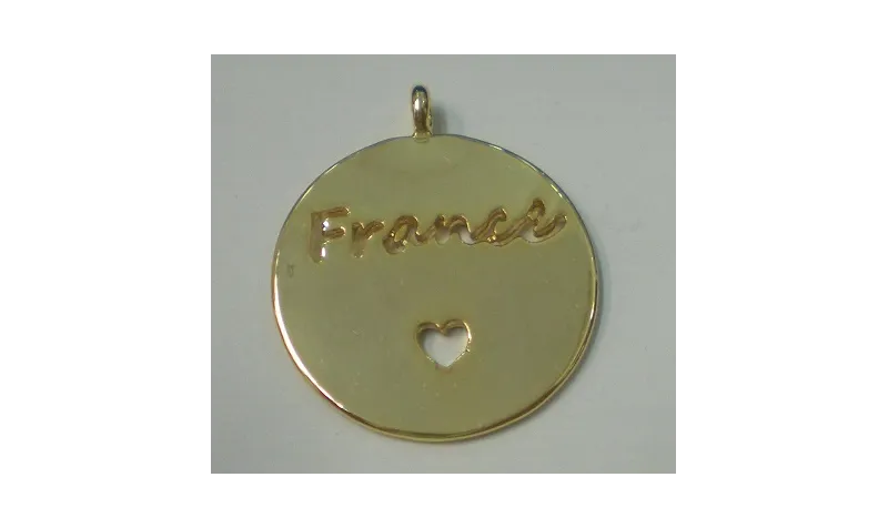 Medalla France 25mm Dorada / Cuentas Metálicas de Latón / Zamak