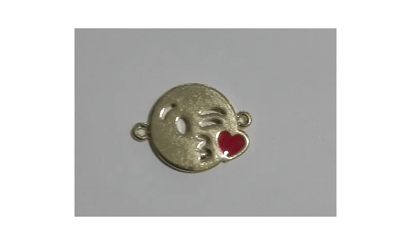 Emoticono Beso doble anilla 12mm Dorado / Cuentas Metálicas de Latón / Zamak