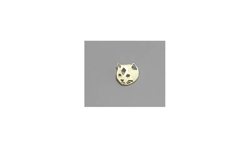 Cara Gato 10mm Oro Mate / Cuentas Metálicas de Latón / Zamak