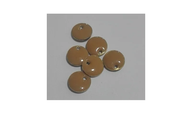 Disco esmaltado 8mm Marrón / Cuentas Metálicas de Latón / Zamak