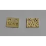 Chapita rectangular Love Oro Mate 9*7mm / Cuentas Metálicas de Latón / Zamak
