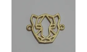 Cabeza Tigre 11mm Oro Mate / Cuentas Metálicas de Latón / Zamak