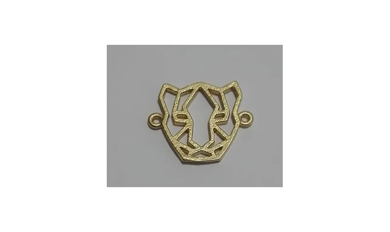 Cabeza Tigre 11mm Oro Mate / Cuentas Metálicas de Latón / Zamak